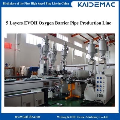 Lima Lapisan Penghalang Oksigen PERT EVOH Pipe Extrusion Line / Pipe Production Line