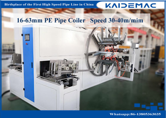PLC 40m / Min 63mm Mesin Coiler Pipa Plastik HDPE
